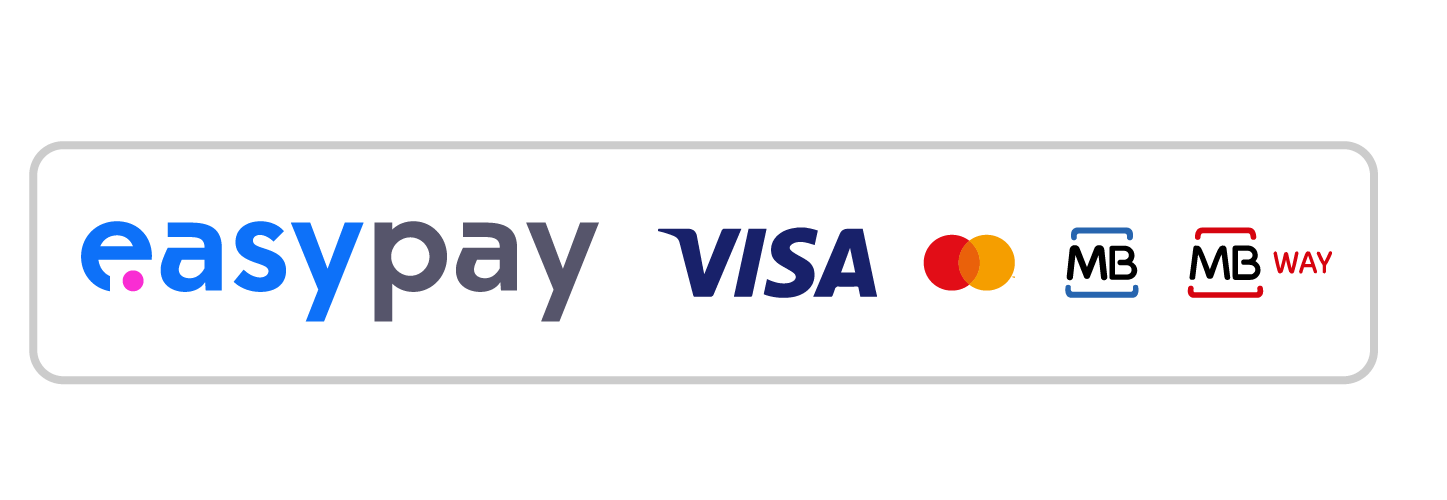 Pagamentos seguros: Easypay, Visa, Mastercard e MB Way